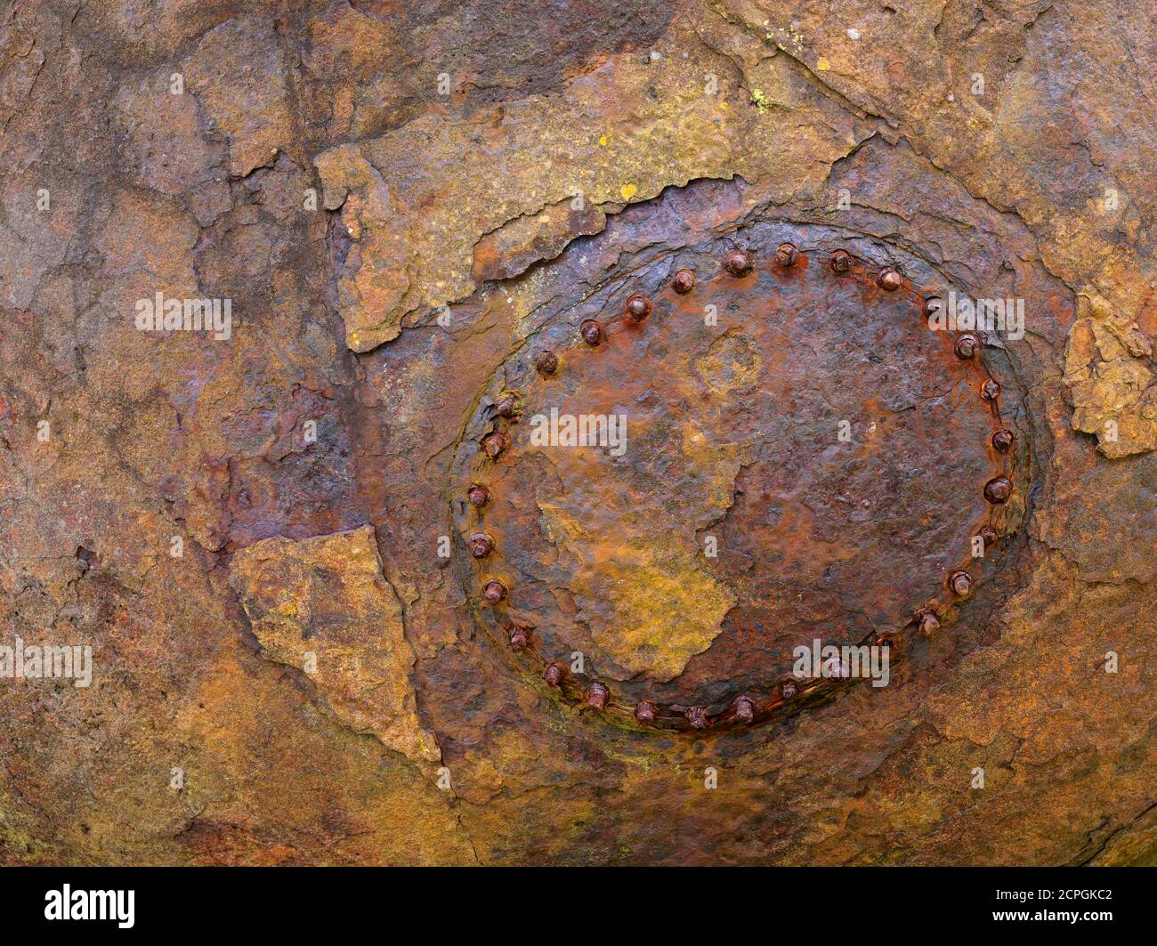 Rusty buoy, detail photo, close-up, colour of rust, Horta, Faial, Azores, Portugal, Europe Stock Photo