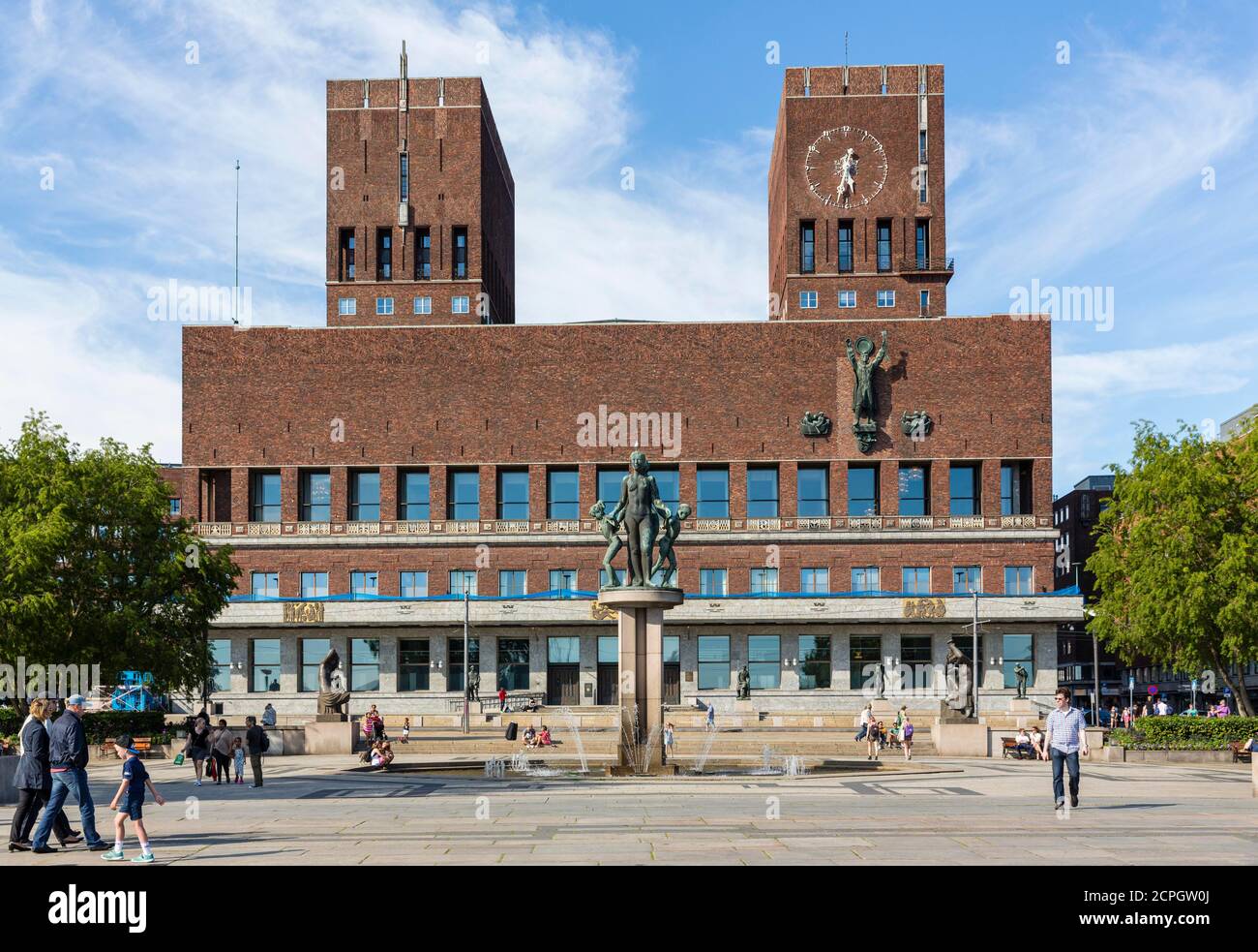 City Hall Square, City Hall, rådhus, Oslo, Norway, Europe Stock Photo ...