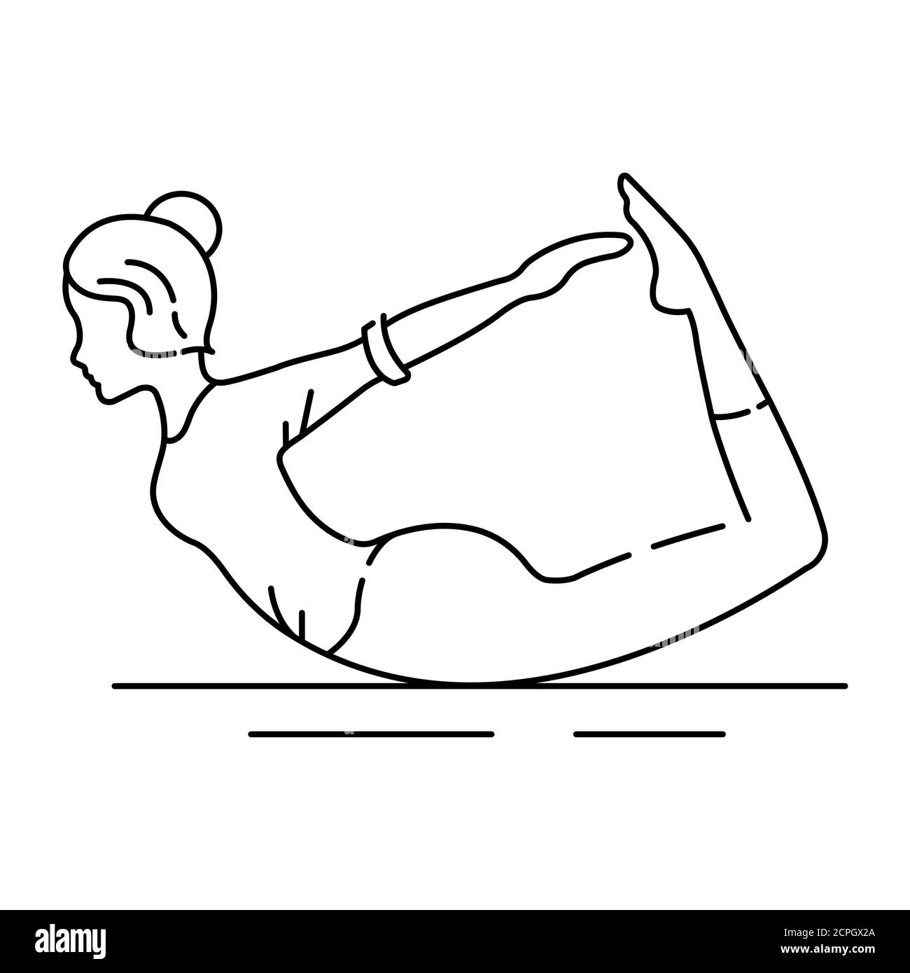 Bow Pose Dhanurasana black line icon. Pictogram for web page, mobile app, promo. UI UX GUI design element. Editable stroke. Stock Vector