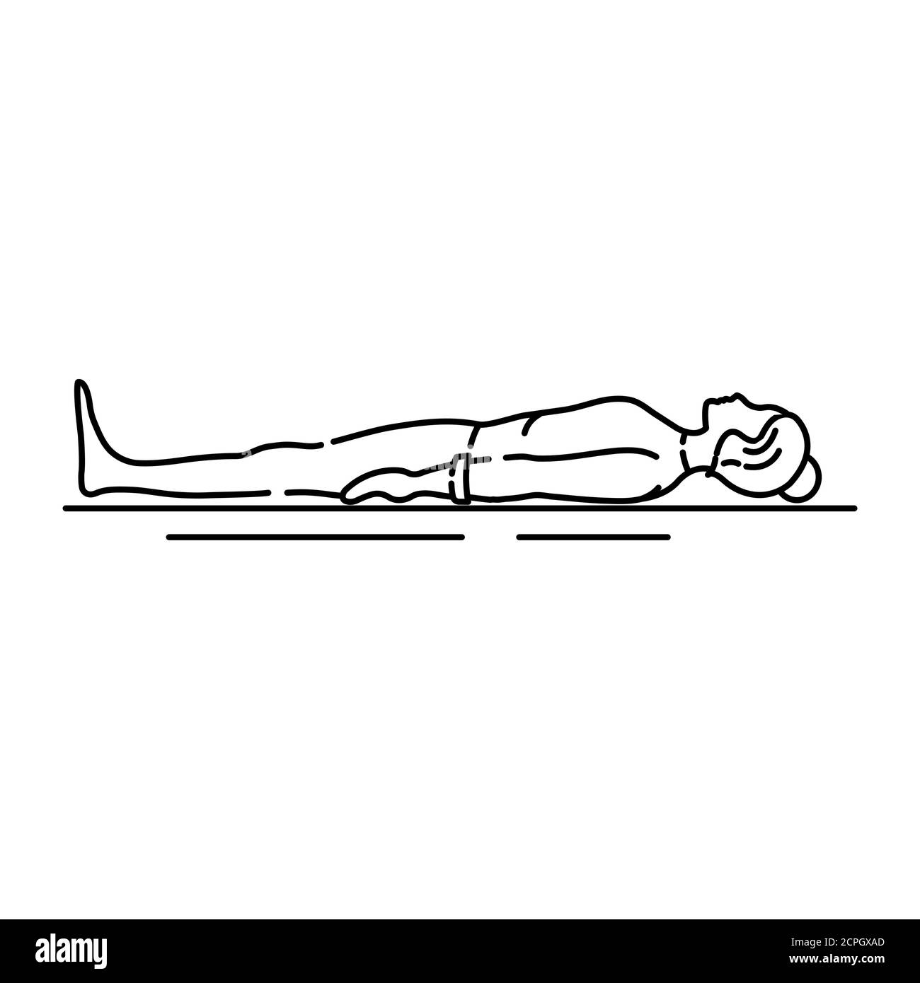 corpse pose savasana black line icon asana in hatha yoga pictogram for web page mobile app promo ui ux gui design element editable stroke 2CPGXAD