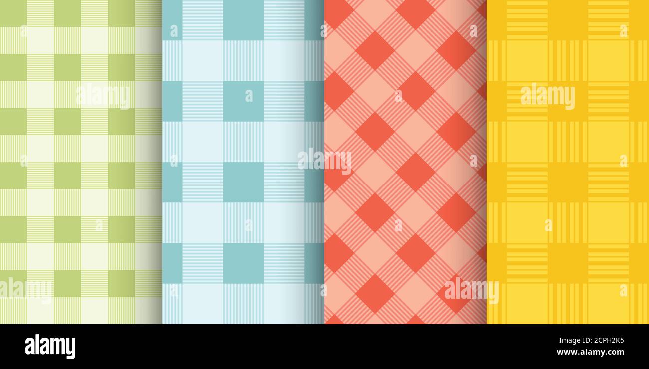 tartan style seamless pattern back in set Stock Vector