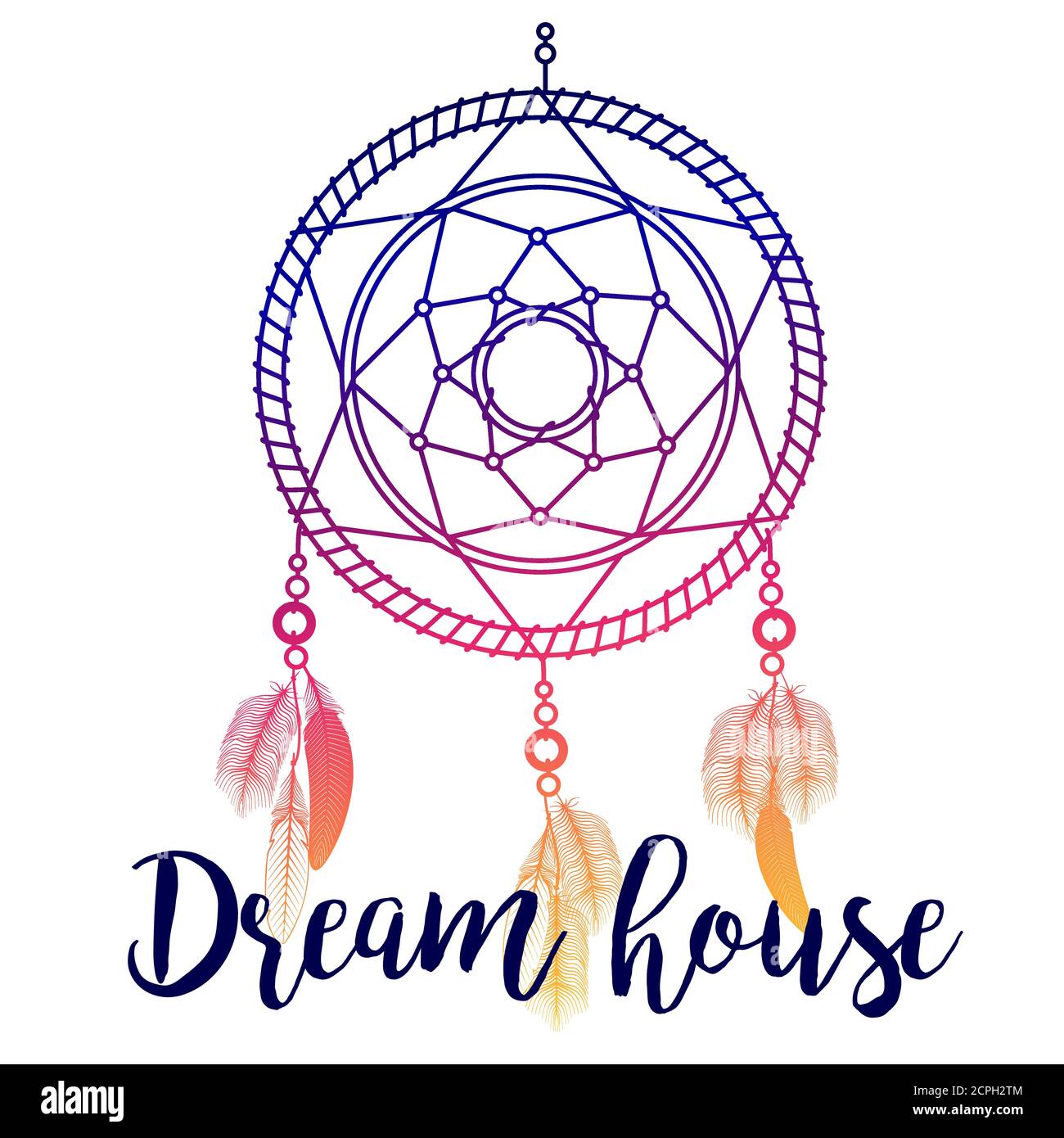 Dream house poster design with hand drawn dream catcher vector