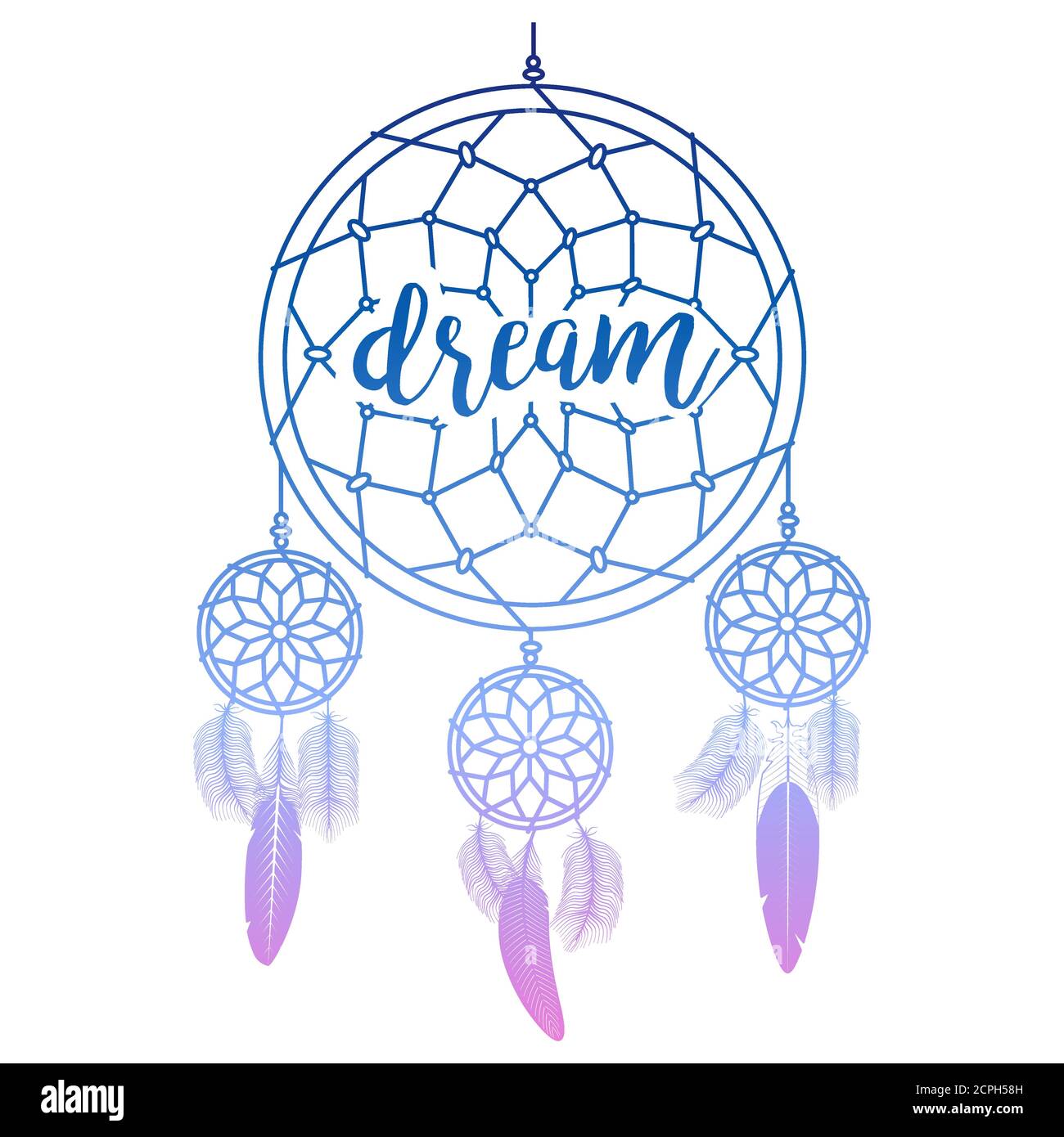 Hand drawn dream catcher with calligraphy sign dream vector ...