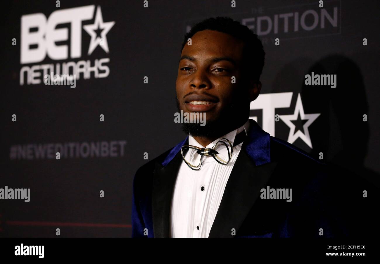 Cast member Woody McClain poses at the premiere for the miniseries "The New Edition Story" in