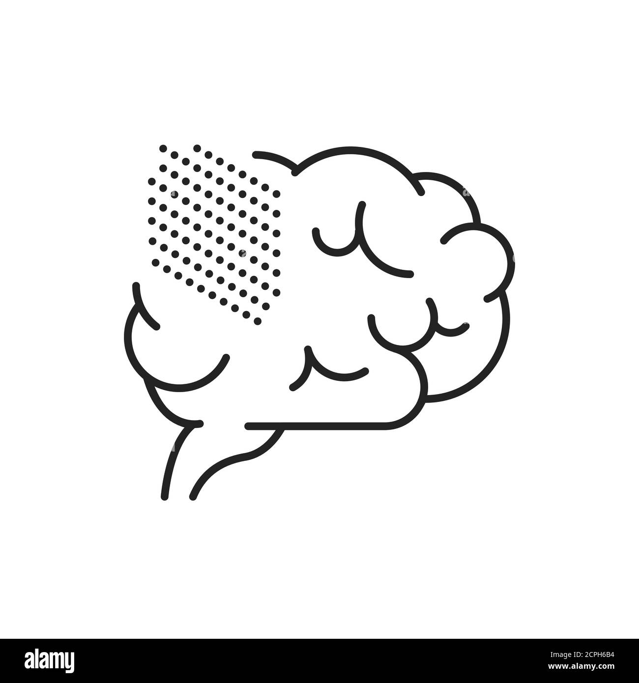 Brain disease alzheimer s line black icon. Human organ concept. Memory loss. Decrease in mental human abilities. Sign for web page, mobile app, button Stock Vector