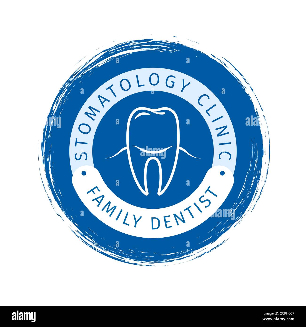 Family dentist vector logo design. Stomatology clinic label Stock