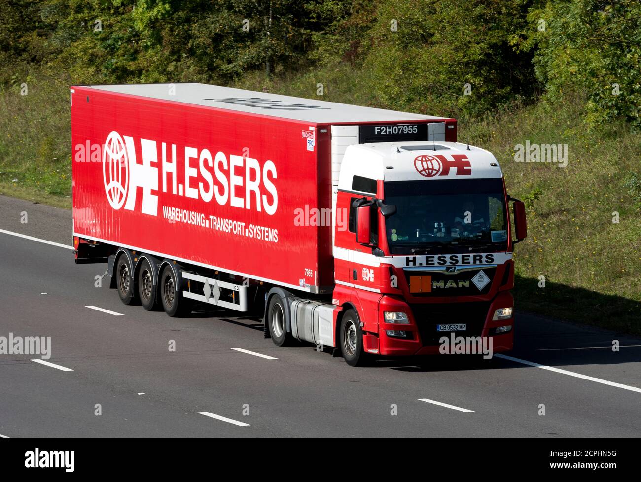 H. Essers articulated lorry on the M40 motorway, Warwickshire, UK Stock Photo