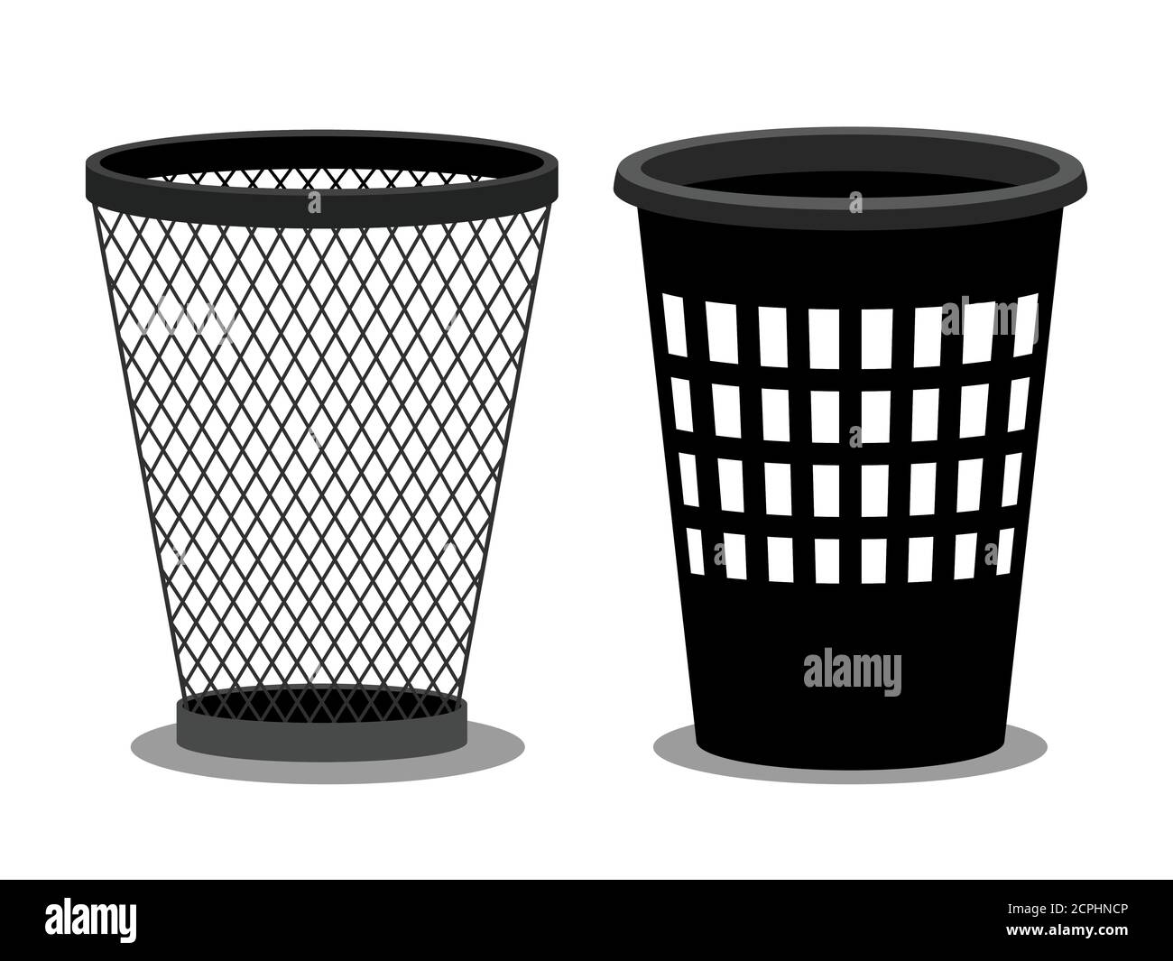 Office style empty bins isolated on white background. Vector basket