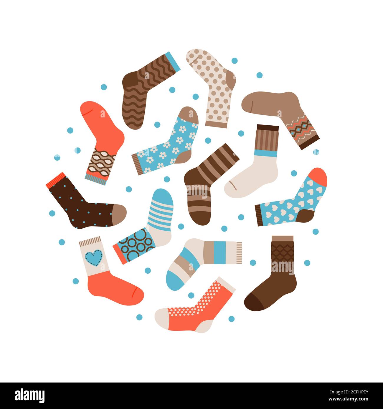 Warm winter socks round vector concept isolated. Illustration of sock male, garment apparel warm Stock Vector