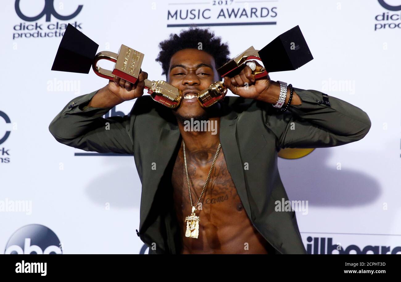 2017 Billboard Music Awards – Photo Room - Las Vegas, Nevada, U.S.,  21/05/2017 - Designer with his awards for Top Rap Song and Top Streaming  Song (Video) for 'Panda'. REUTERS/Steve Marcus Stock Photo - Alamy
