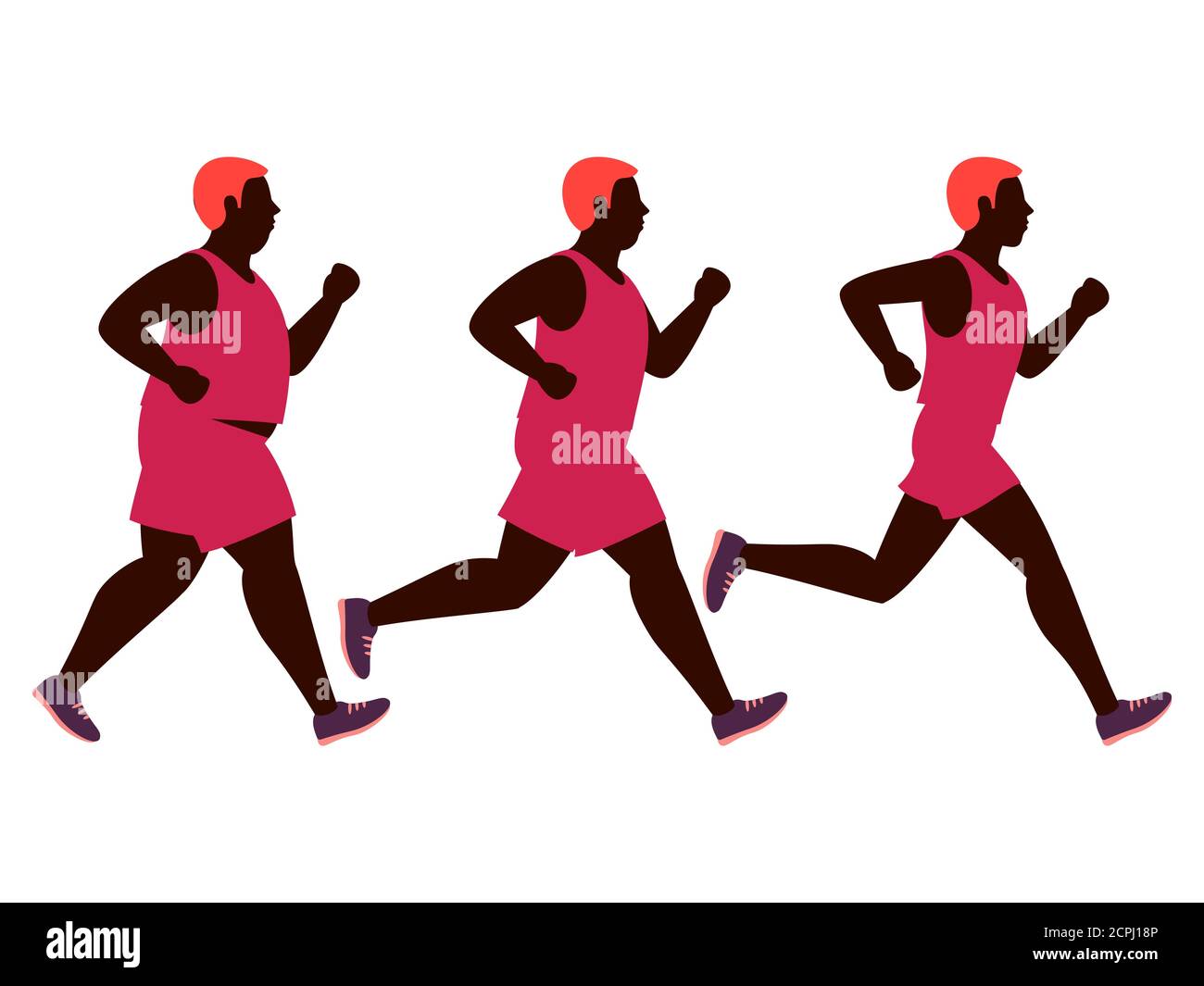 Weight Loss Running Man Illustration Fat And Slim Man Before And After Jogging Vector Isolated On White Background Illustration Of Before And After Jogging Stock Vector Image Art Alamy
