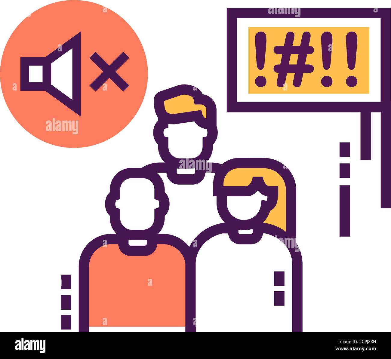 Silent protest line color icon. Non verbal communication. Social protest. Pictogram for web page, mobile app, promo. Editable stroke. Stock Vector
