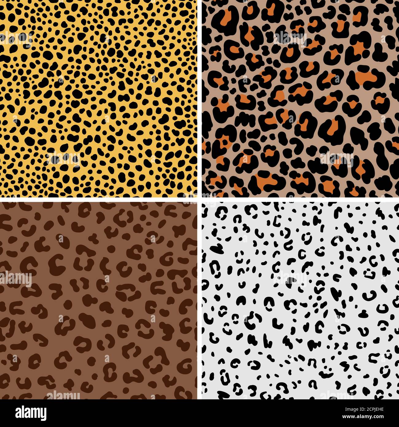 Panther skin. Leopard pattern or jaguar print set, spotted cat fur patterns vector illustration Stock Vector