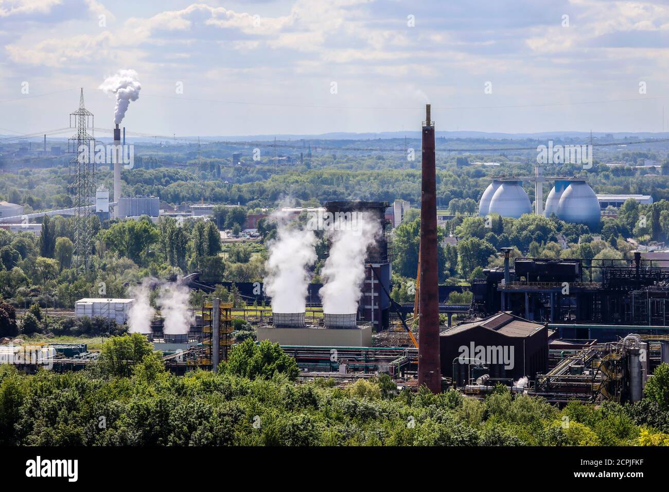 Prosper coking plant, rear digesters of the Bottrop sewage treatment plant, industrial landscape in the Ruhr area, Bottrop, Ruhr area, North Stock Photo