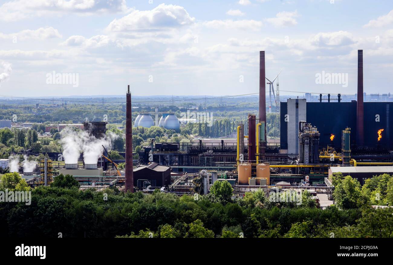 Prosper coking plant, rear digesters of the Bottrop sewage treatment plant, industrial landscape in the Ruhr area, Bottrop, Ruhr area, North Stock Photo