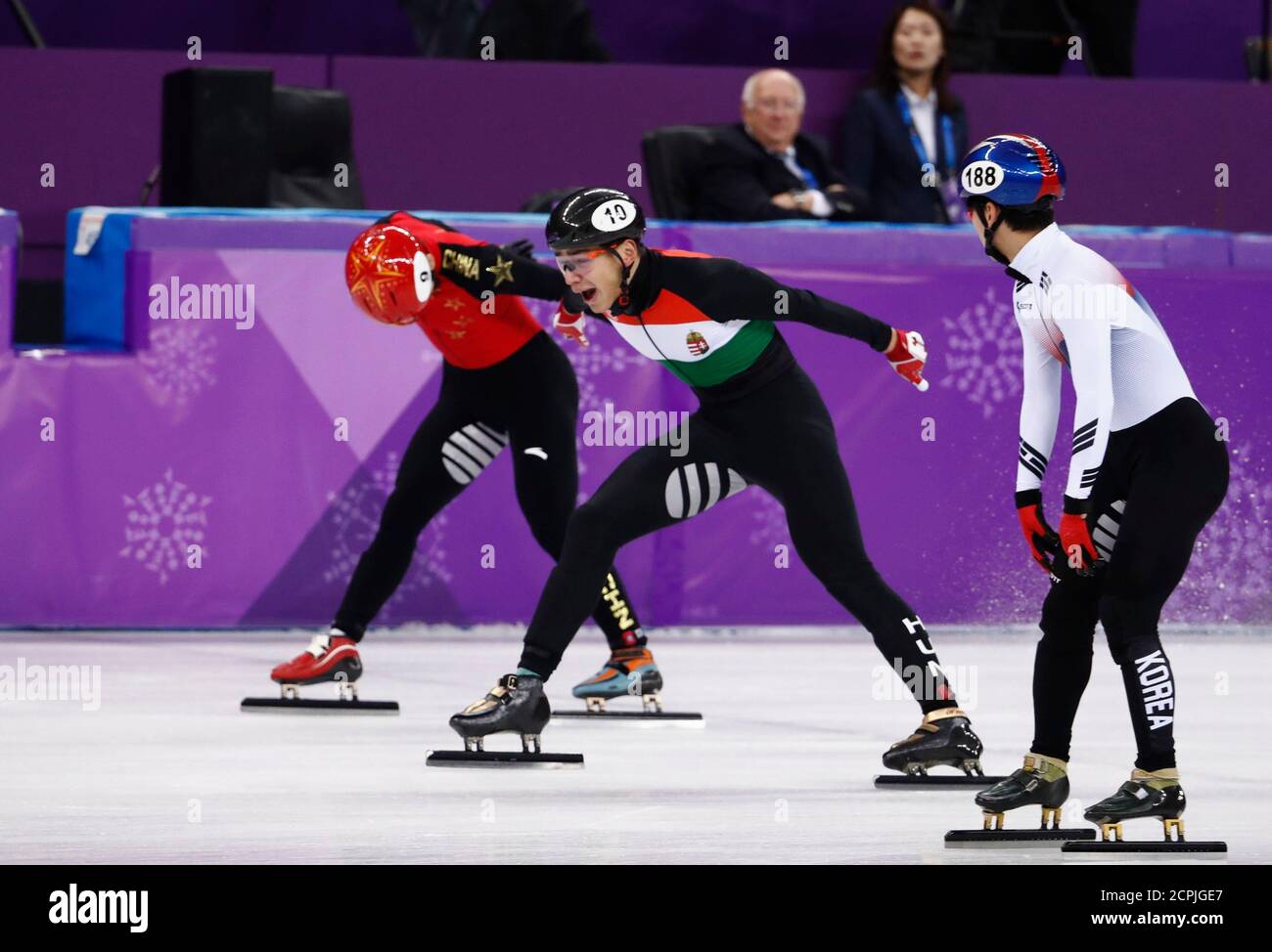 Short Track Speed Skating Events - Pyeongchang 2018 Winter Olympics - Men's  5000m Relay Final - Gangneung Ice Arena - Gangneung, South Korea - February  22, 2018 - Sandor Liu Shaolin of
