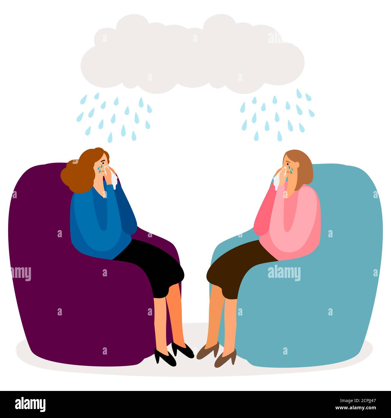 Cartoon women sad depressed hi-res stock photography and images - Alamy