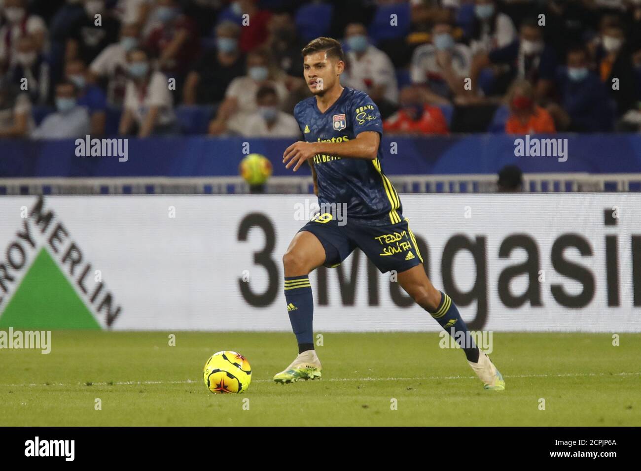 Bruno GUIMARAES of Lyon during the French championship Ligue 1 football match between Olympique Lyonnais and Nimes Olympique on September 18, 2020 at Stock Photo