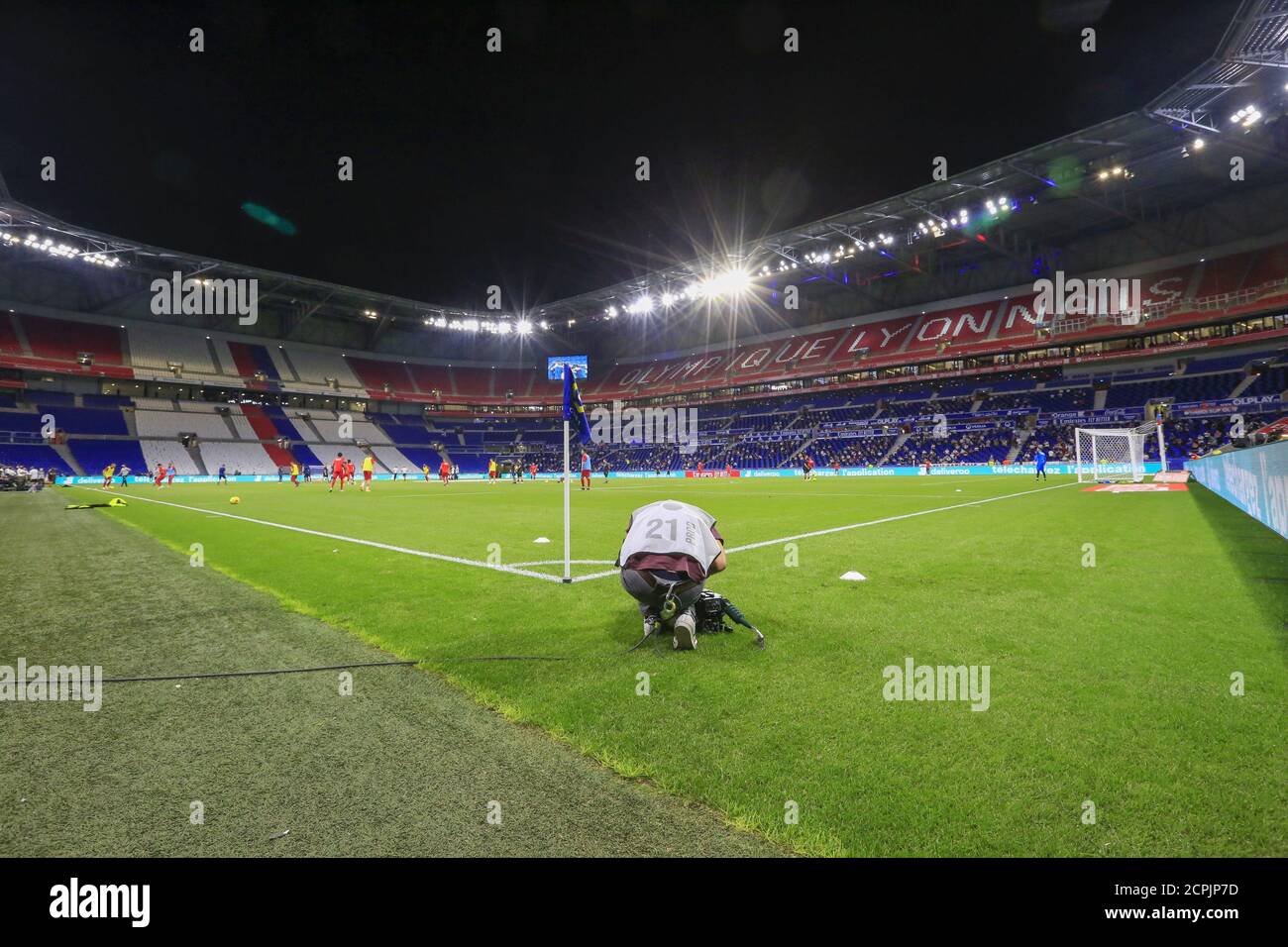 General view of Groupama Stadium during the French championship Ligue 1 football match between Olympique Lyonnais and Nimes Olympique on September 18, Stock Photo