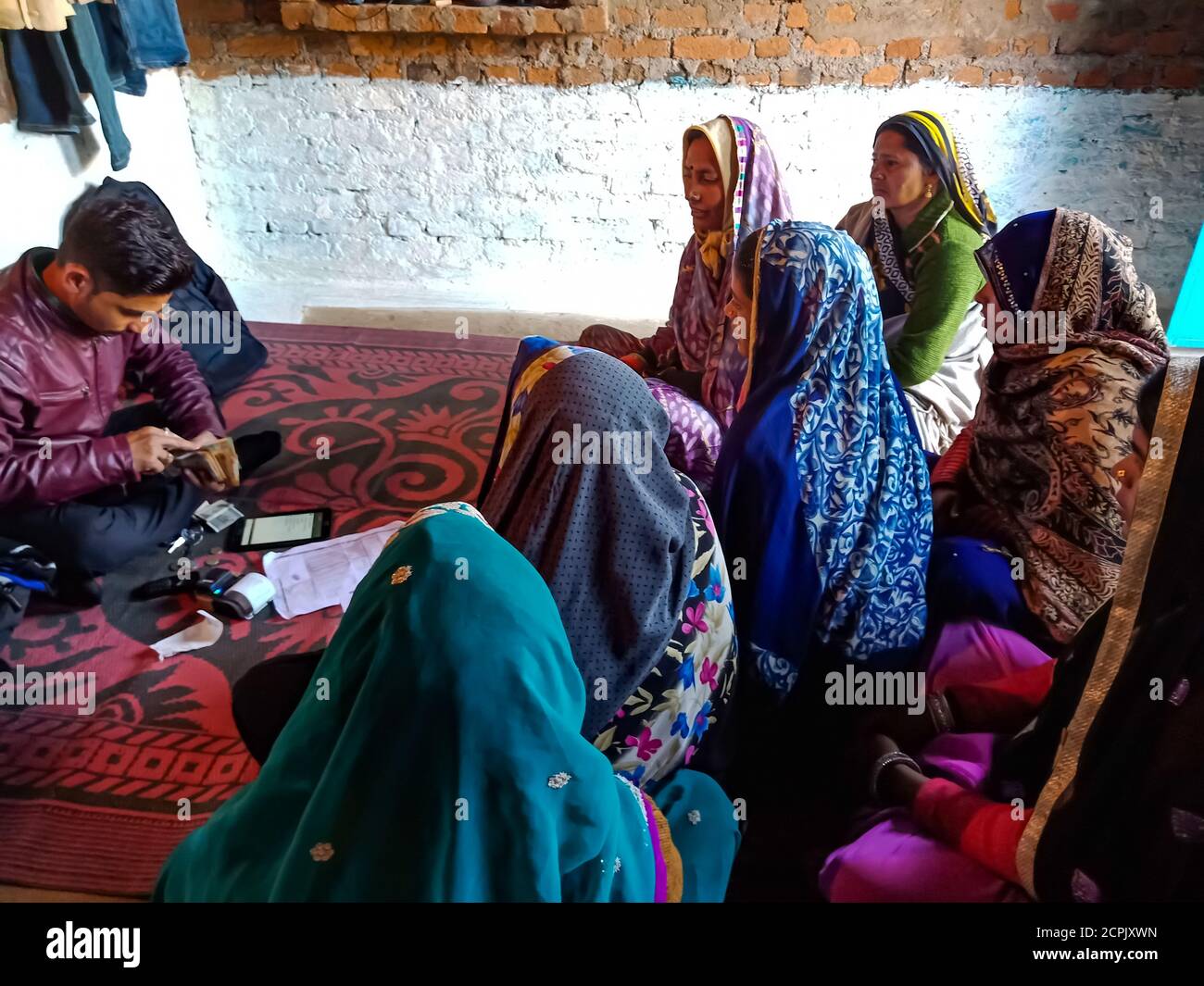 DISTRICT KATNI, INDIA - JANUARY 16, 2020: Indian village women crowd