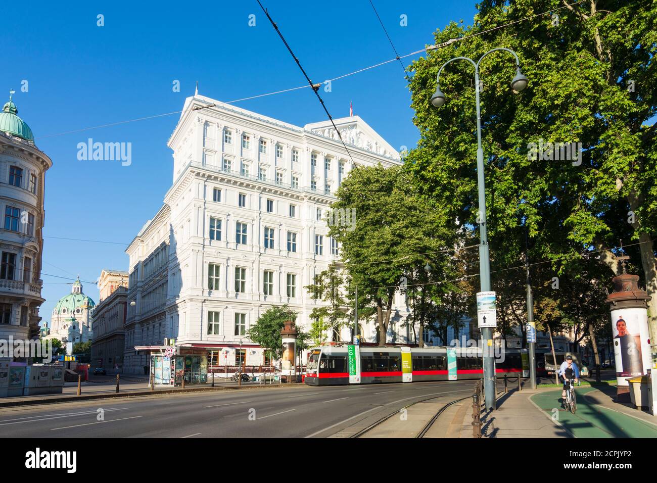 Wien / Vienna, road Kärntner Ring, hotel Imperial, church Karlskirche in 01. Old Town, Austria Stock Photo