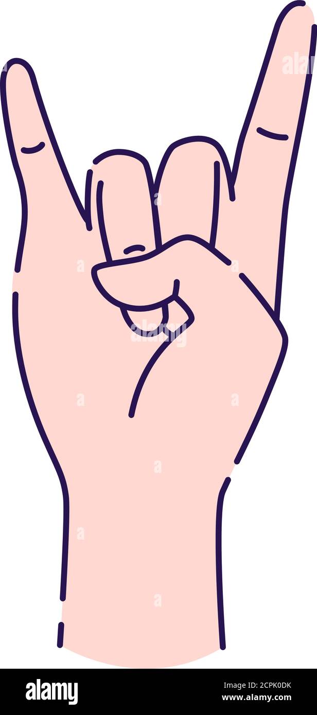 Hand showing coolness line icon. Heavy metal hand gesture. Pictogram for web page, mobile app, promo. UI UX GUI design element. Editable stroke. Stock Vector