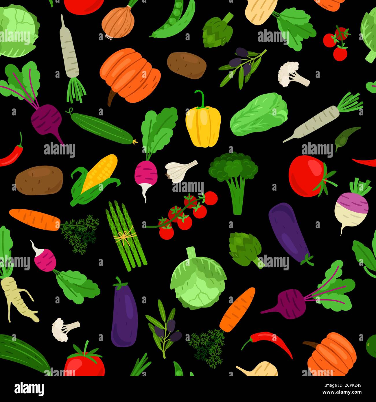 Colorful vegetables pattern. Vegetal seamless pattern, vegetable food