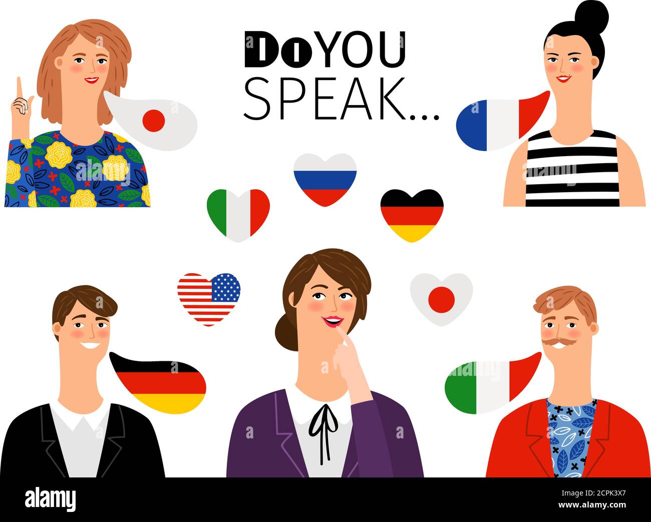 Foreign language school persons. International languages people