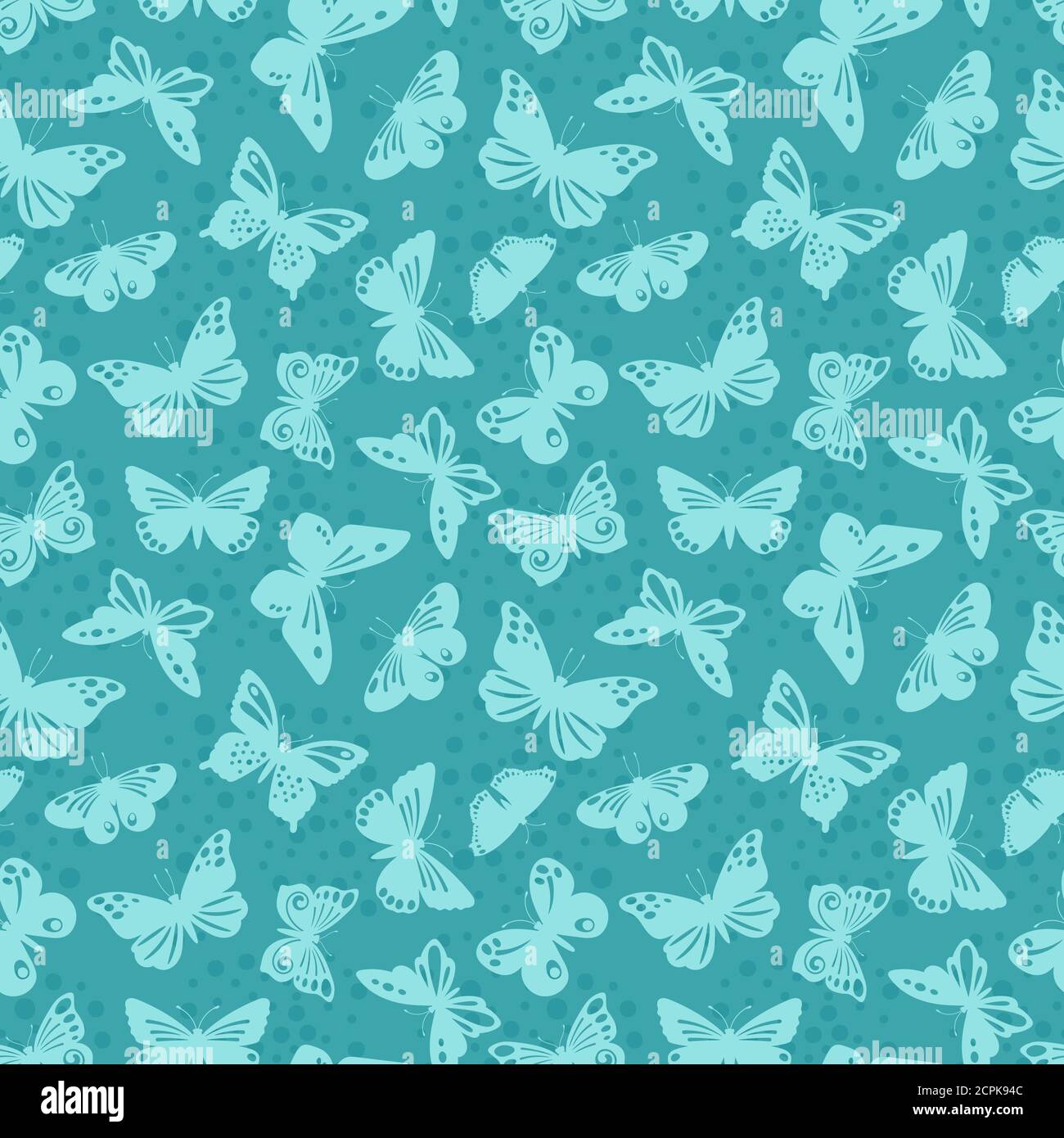 Lace butterflies silhouettes vector seamless pattern. Lace butterfly pattern, green silhouette wallpaper illustration Stock Vector