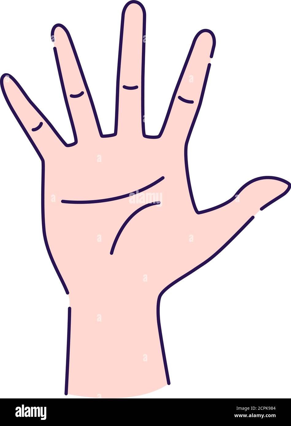Five fingers gesture line color icon. Make fingers up gesture
