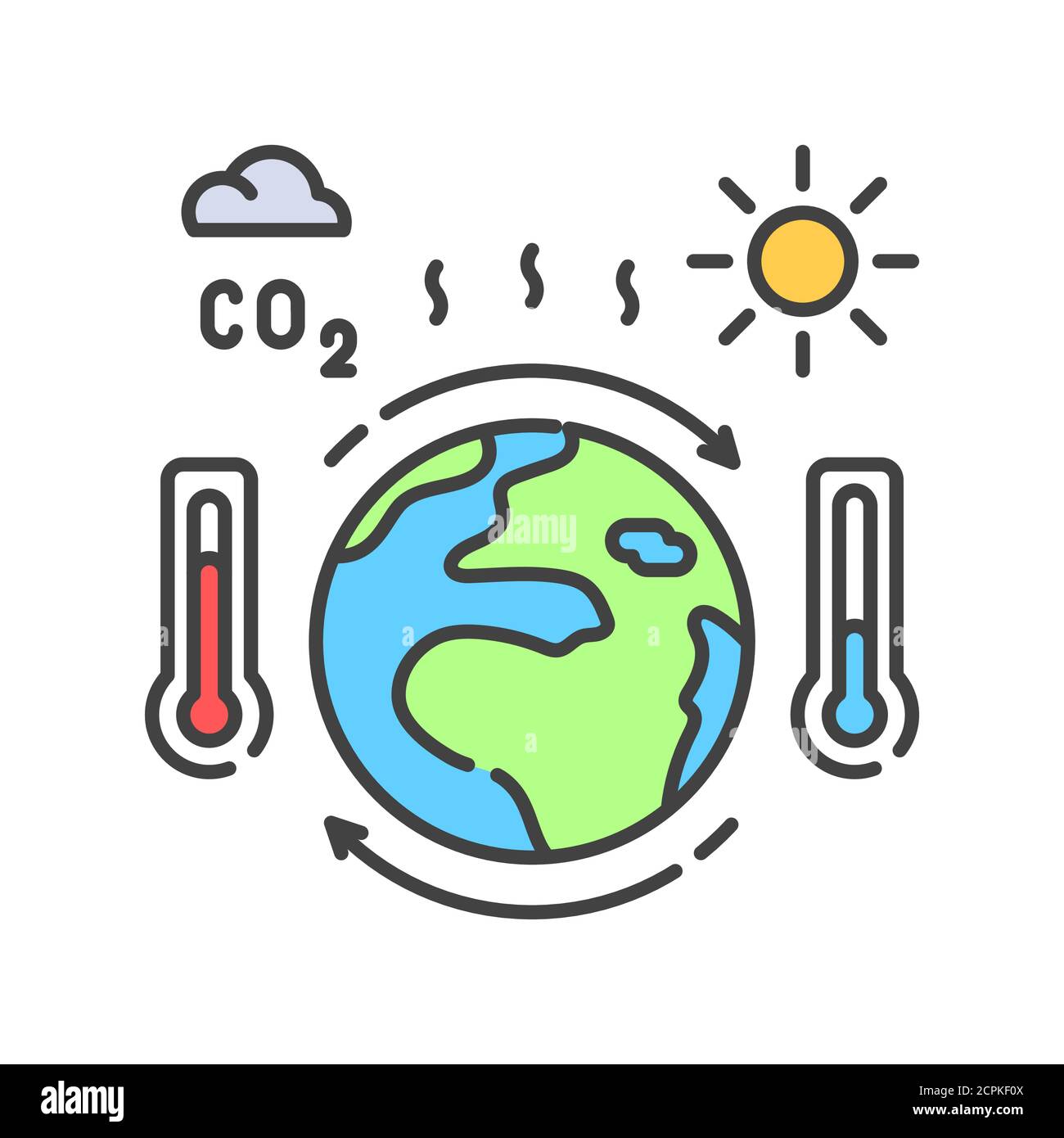 Climate change color line icon. Environmental problems. Sign for web page, app. UI UX GUI design element. Editable stroke. Stock Vector