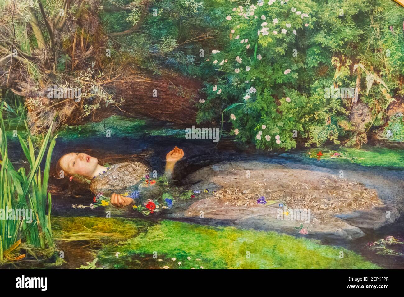 Painting titled 'Ophelia' by John Everett Millais dated 1851 Stock Photo