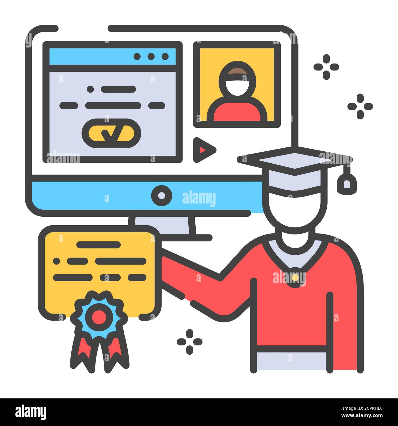 E-learning color line icon. Online education website concept. Study ...