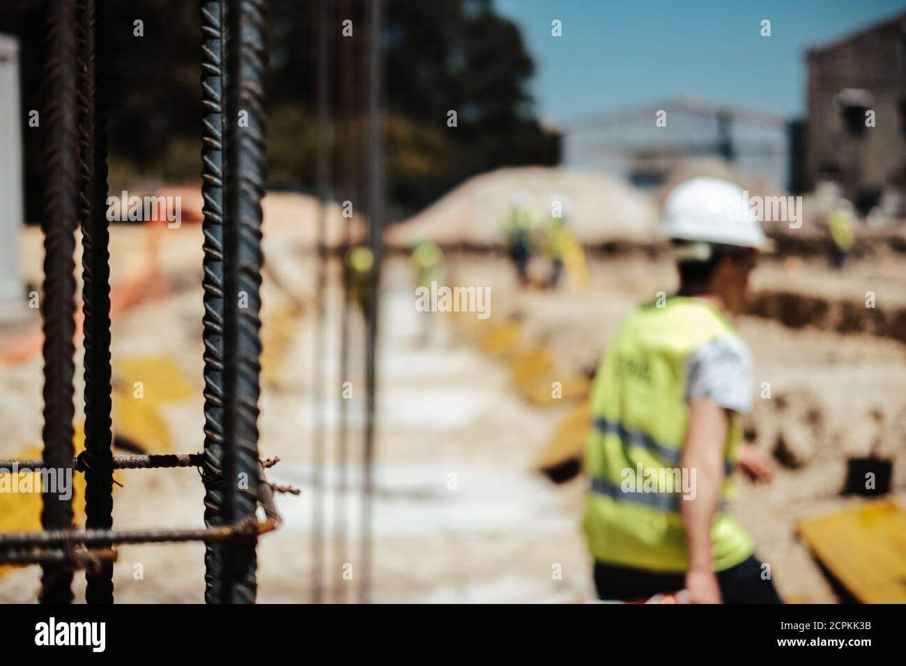 Selective focus shot of steel reinforcement for concrete Stock Photo ...