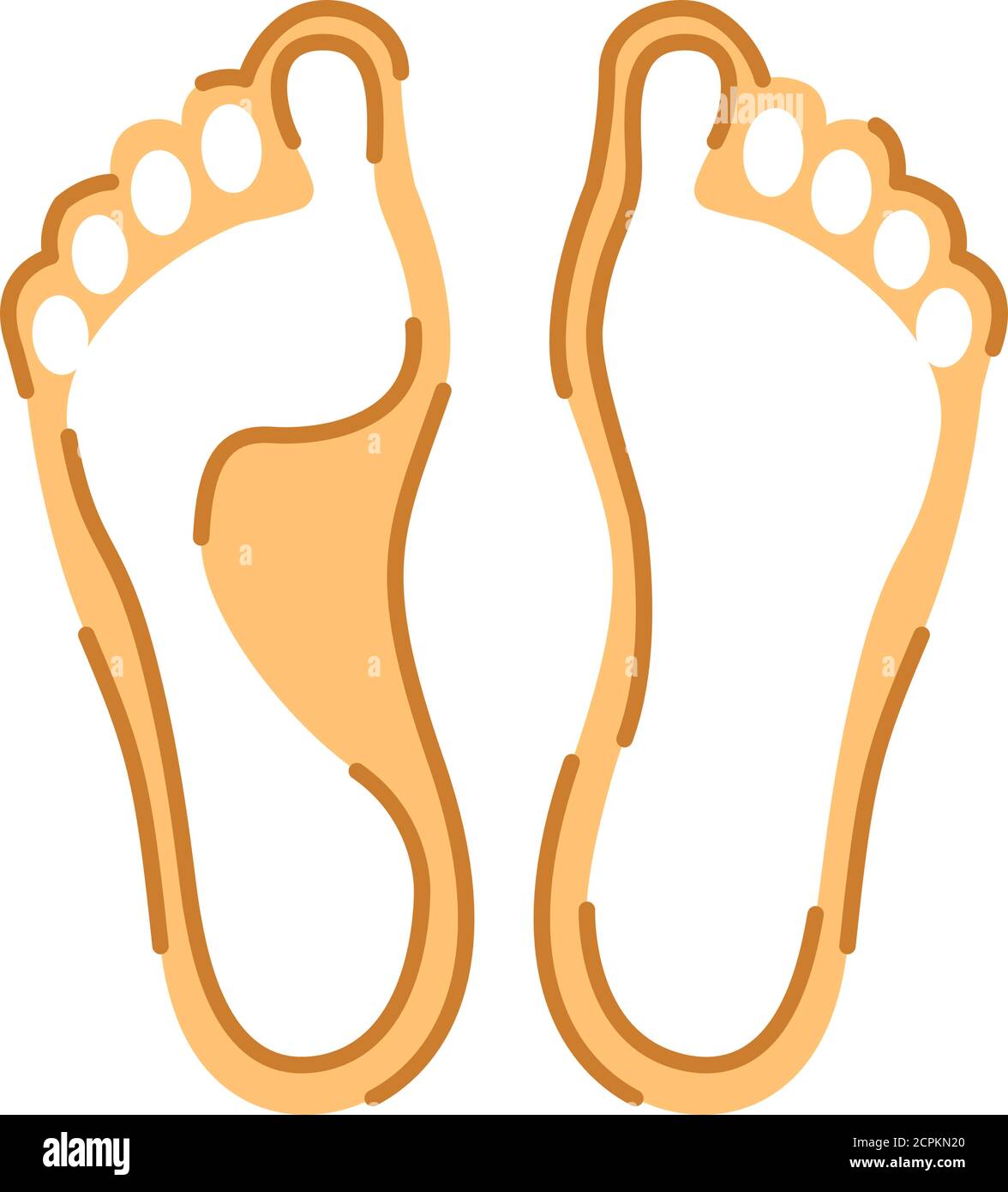 Human foot types: normal and flat feet flat color icon. Orthopedic disease. Sign for web page, mobile app, button, logo Stock Vector
