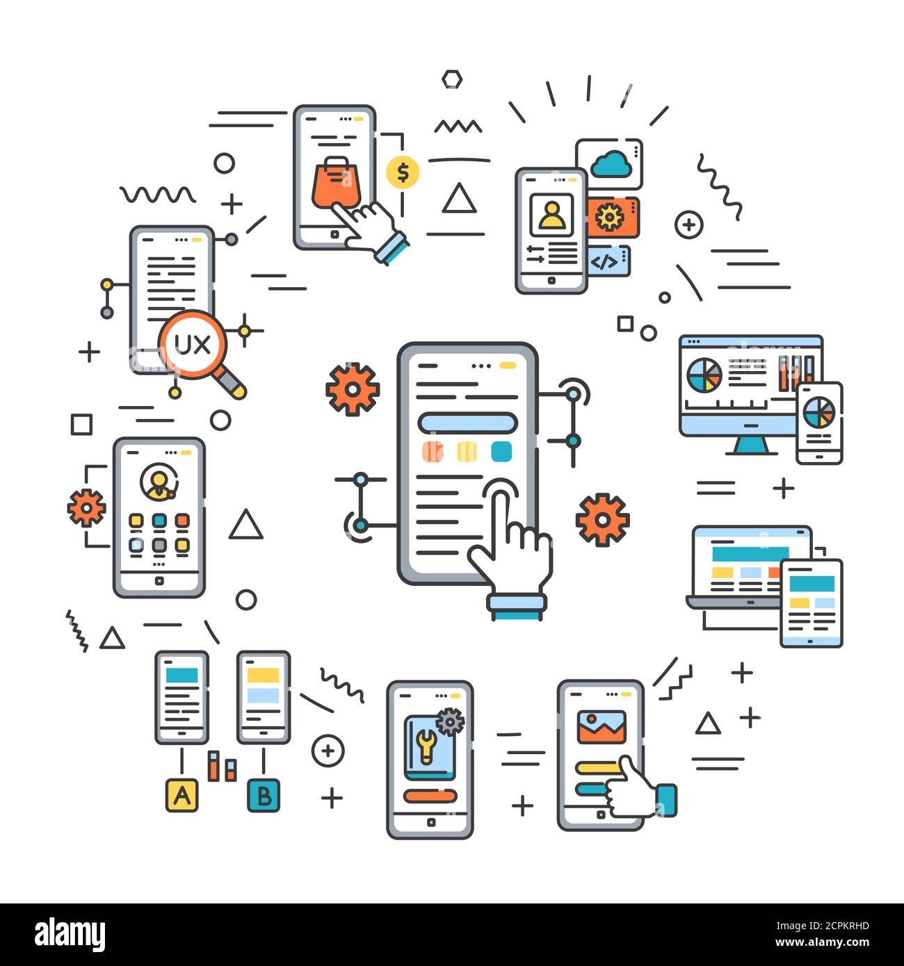 App development web banner. Creating and using a mobile application