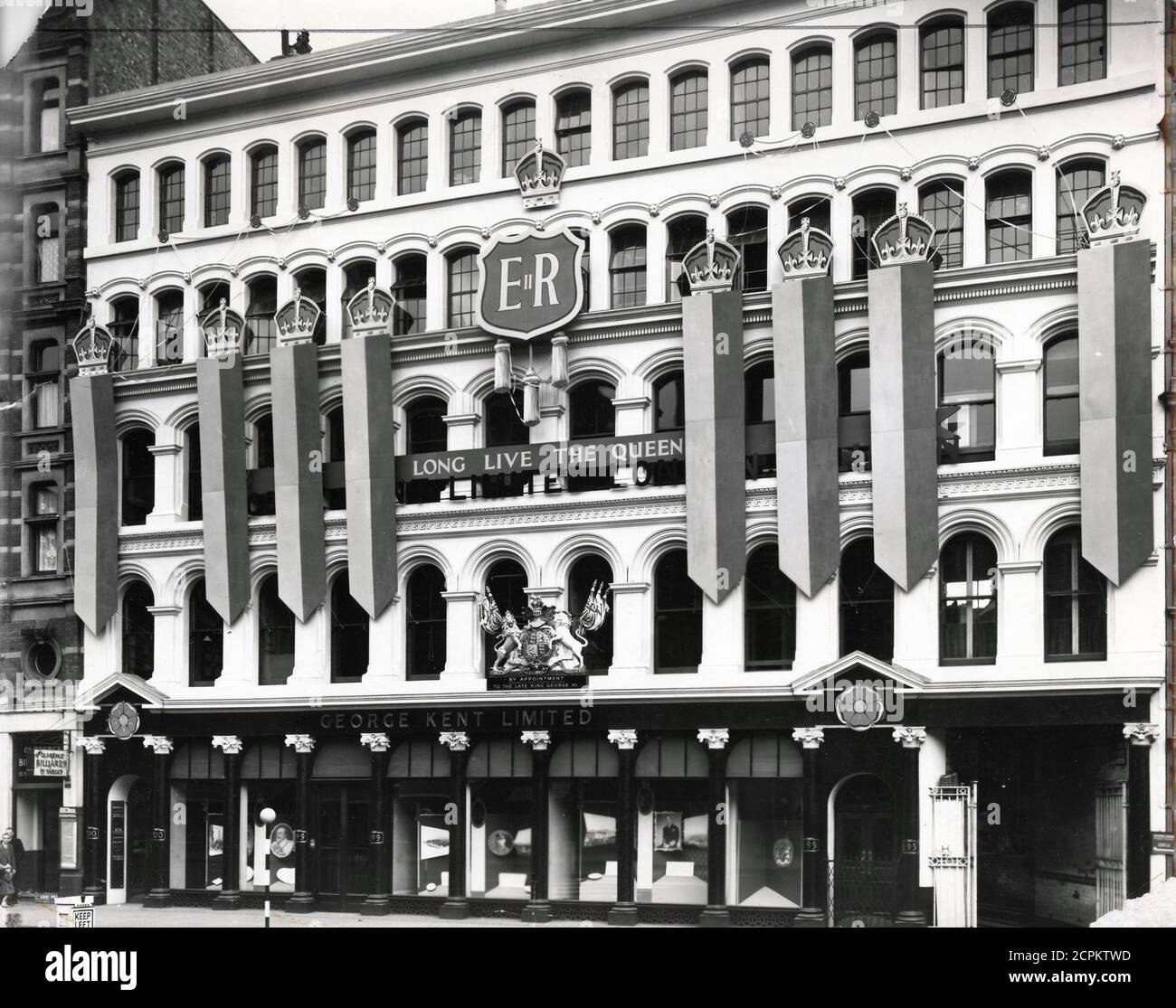 George Kent Ltd of High Holborn (1953) taken from an original photograph by D Griffin for the London photographers Larkin Brothers. Coincidentally it also shows the entrance to Larkins offices at the bottom left of the photo (201 High Holborn) Stock Photo