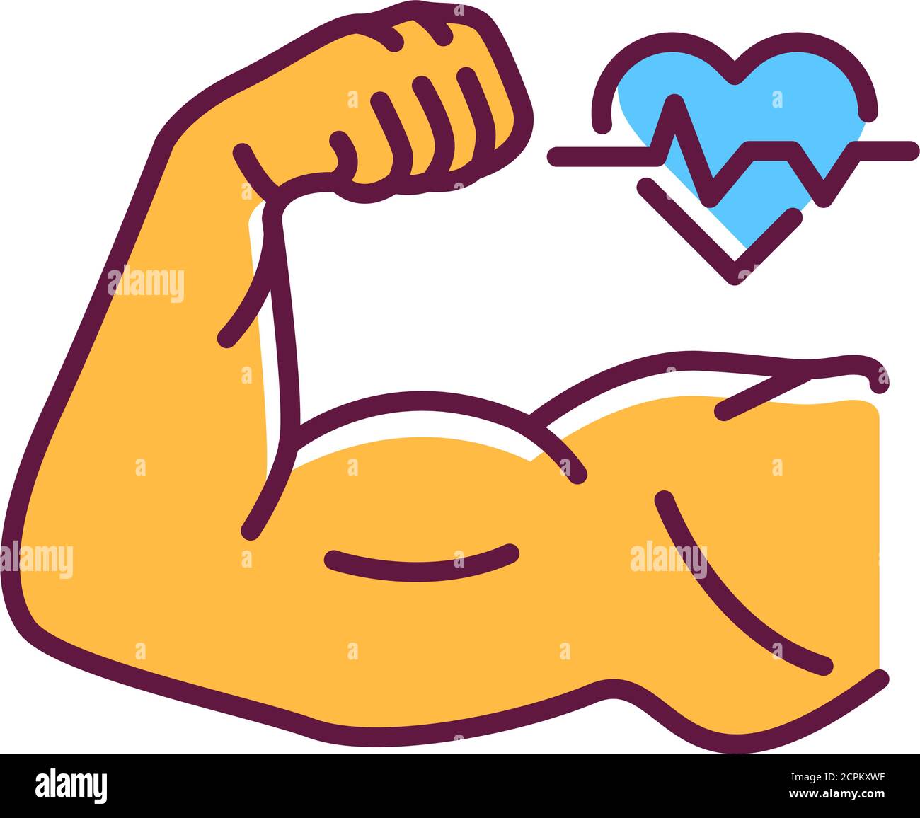 Strong muscular mens hand line color icon. Health care lifestyle. Sign for web page, mobile app, button, logo. Editable stroke. Stock Vector