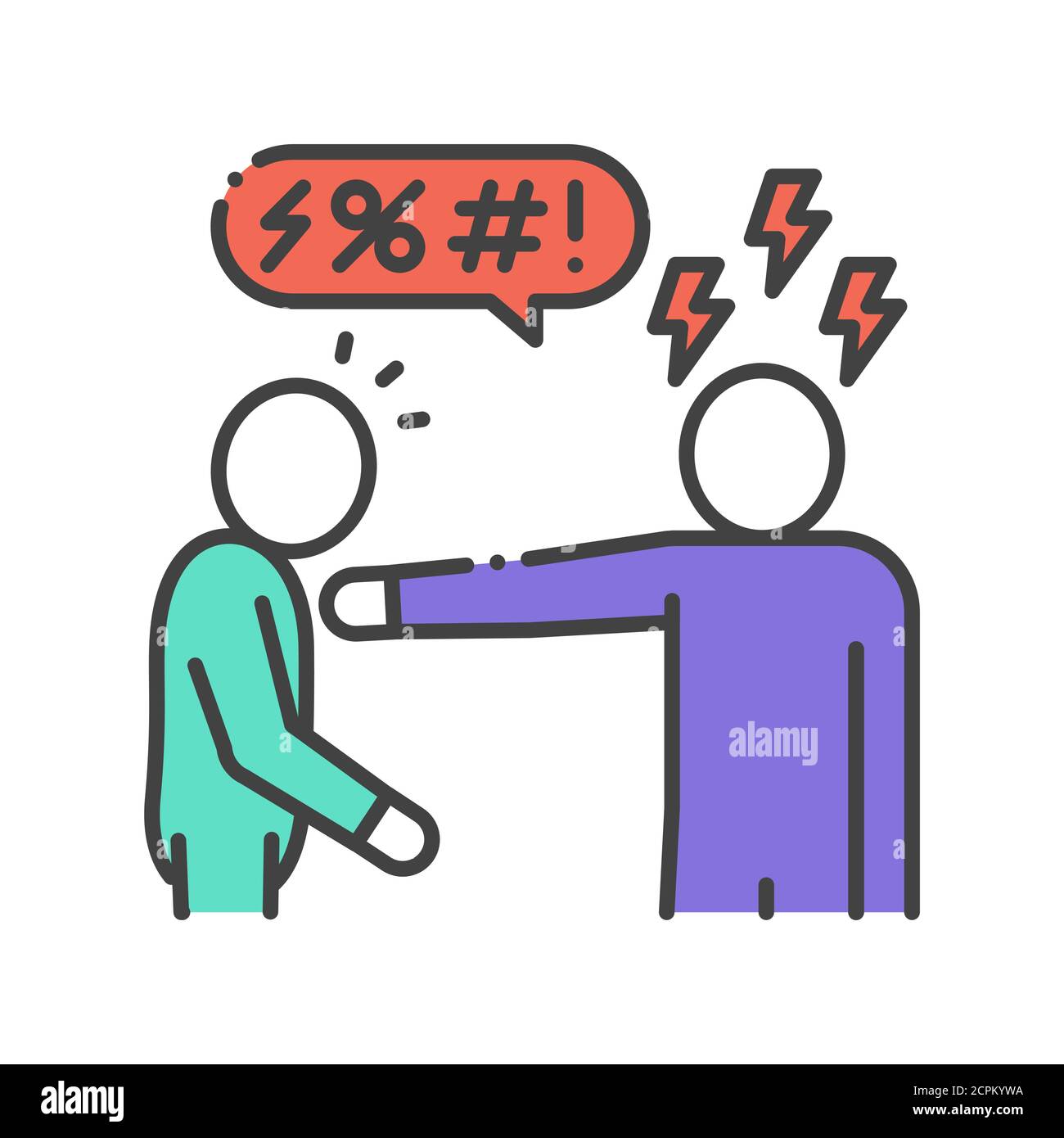 Insult color line icon. Verbal bullying. Harassment, social abuse and
