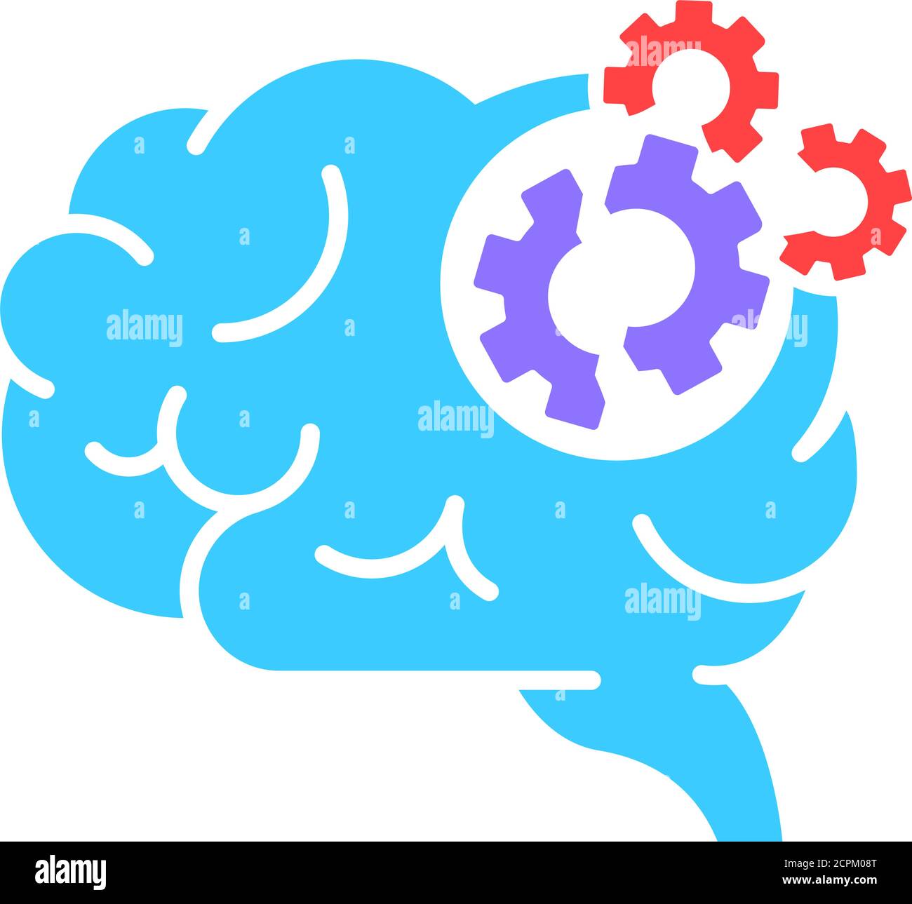 Brain disease dementia flat color icon. Human organ concept. Decline in memory. Decrease in mental human abilities. Sign for web page, mobile app Stock Vector