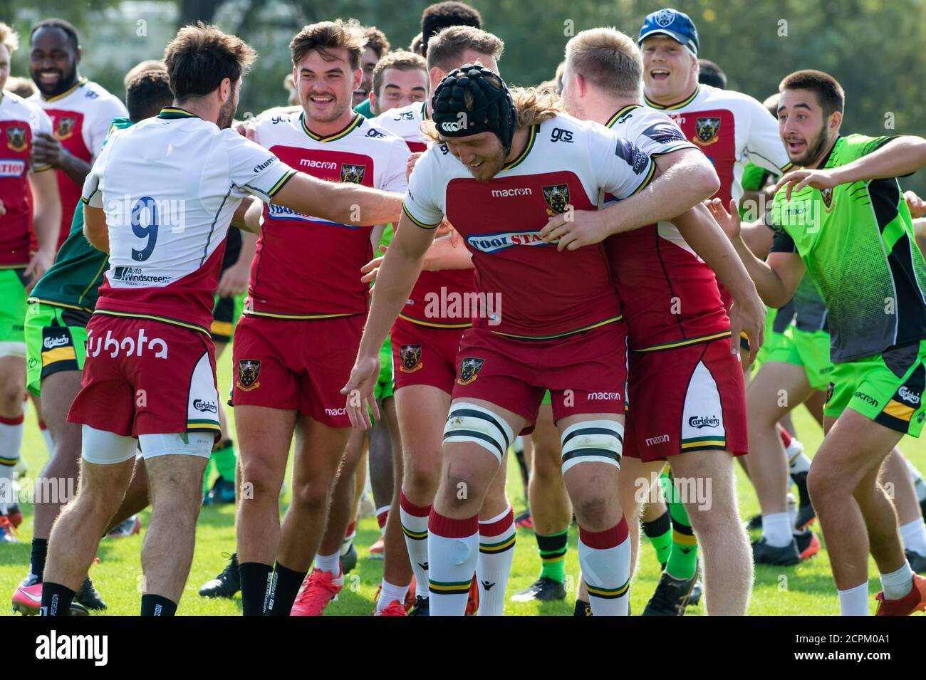 Northampton Saints Rugby union team during Training Day at Franklin's