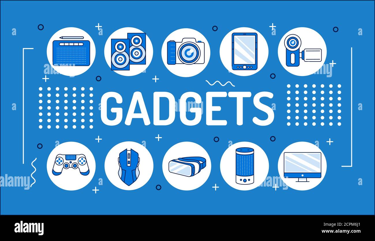 Gadgets word lettering typography. Electronic devices. Infographics ...