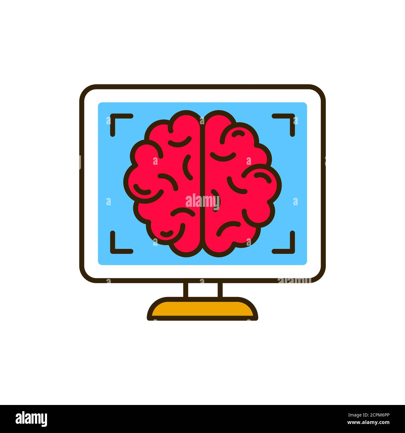 Mri brain color line icon. Medical and scientific concept. Laboratory diagnostics. Pictogram for web, mobile app, promo. UI UX design element Stock Vector