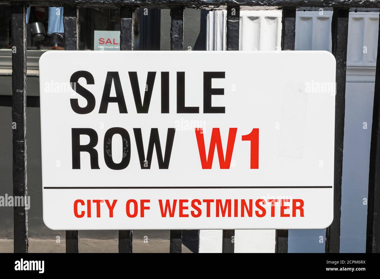 England, London, Westminster, Mayfair, Saville Row, Street Sign Stock Photo