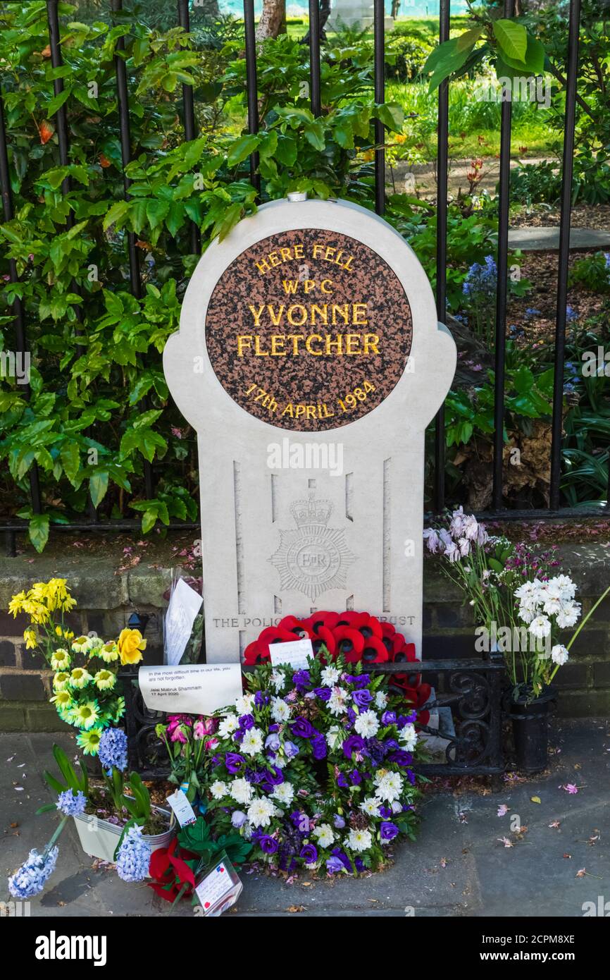 England, London, Westminster, St.James's, St.James Square, Yvonne Fletcher Memorial Plaque Stock Photo