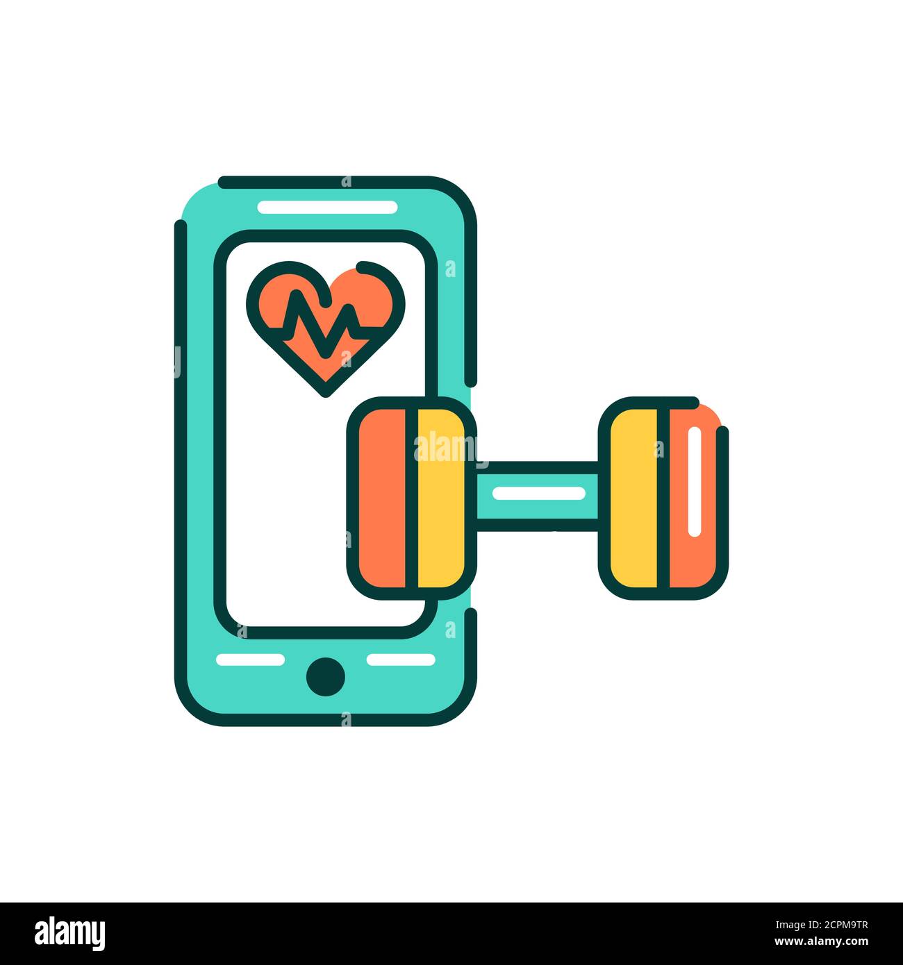 Fitness mobile application in smartphone color line icon. Pictogram for ...