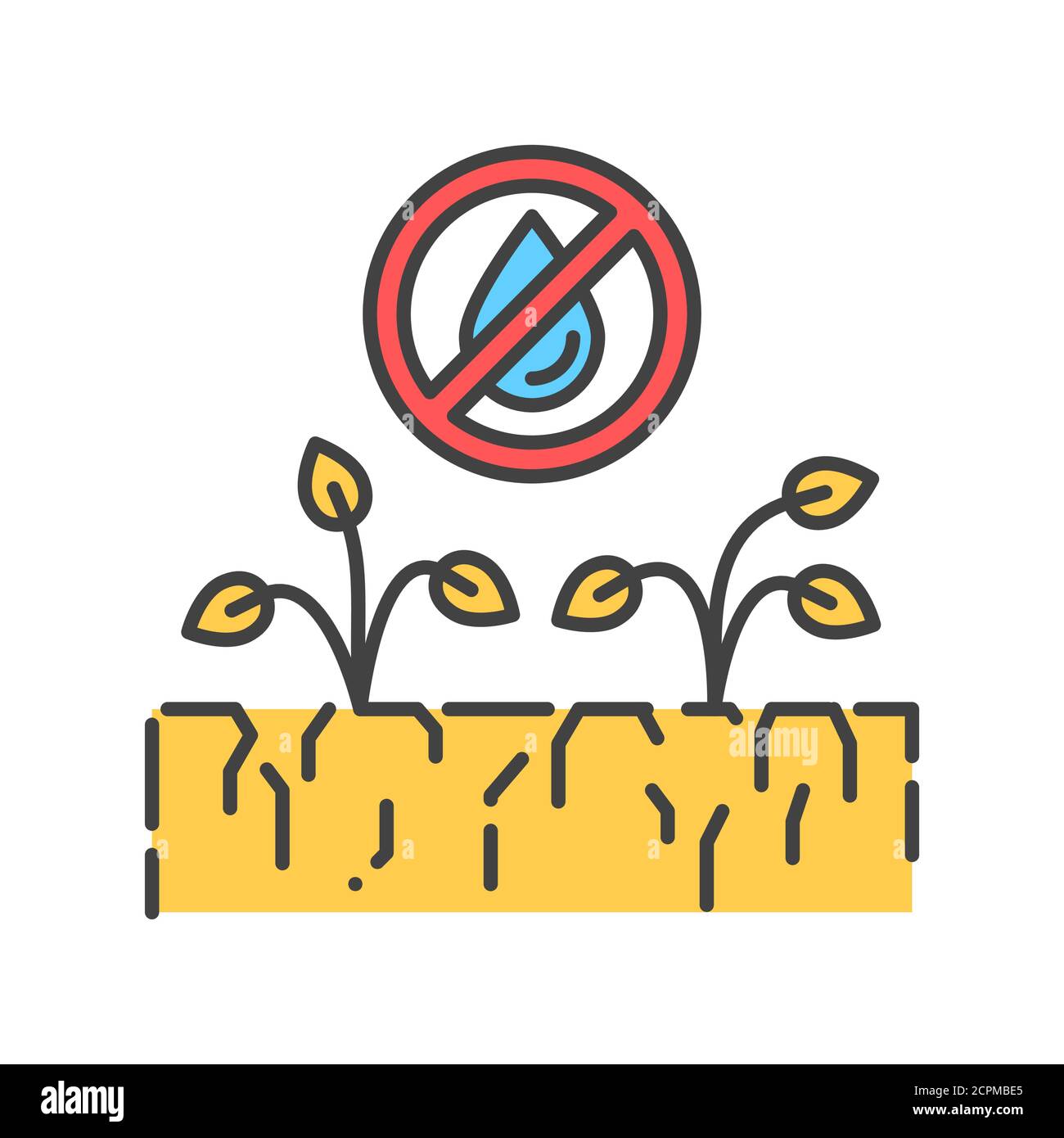 Drought land color line icon. Global warming. Environmental problems. Sign for web page, app. UI UX GUI design element. Editable stroke Stock Vector