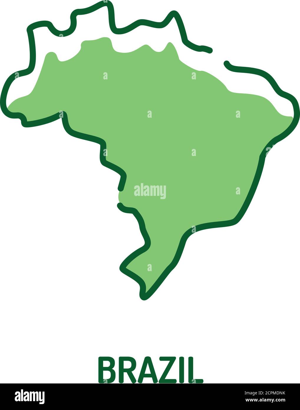 Brazil map color line icon. Border of the country. Pictogram for web ...