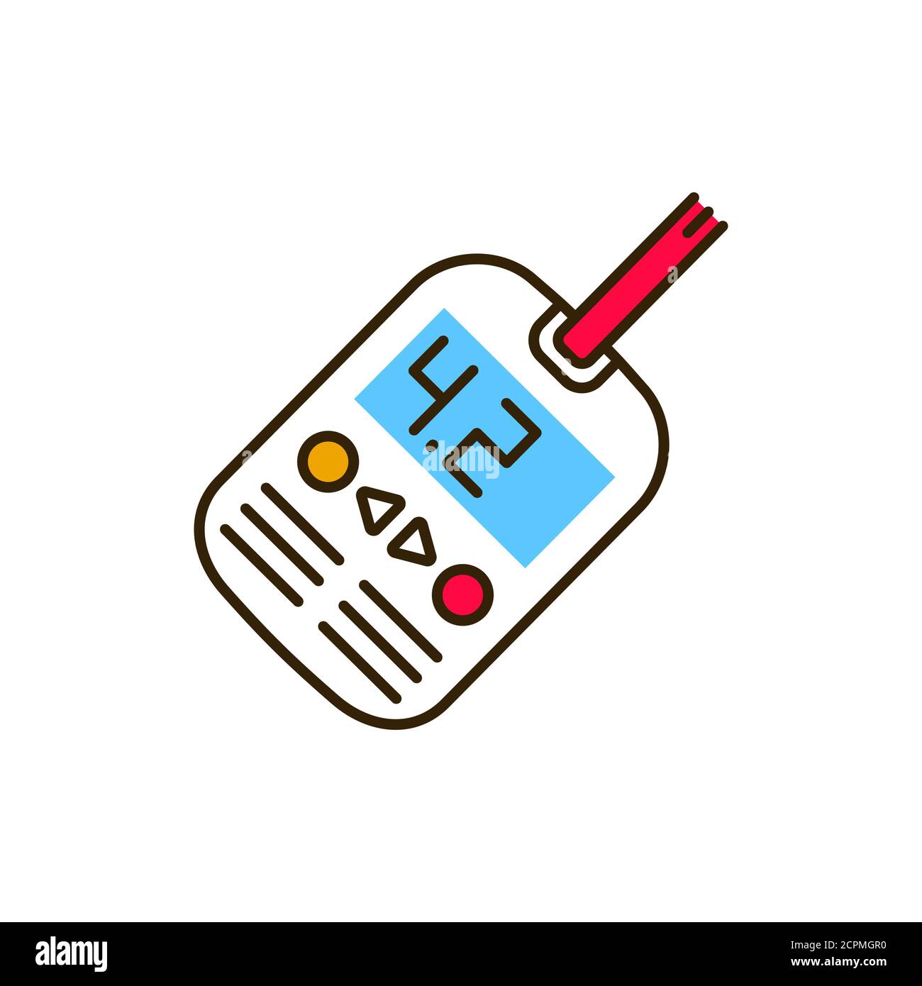Blood glucose levels test color line icon. Diabetes check machine. Medical and scientific concept. Pictogram for web, mobile app, promo. UI UX design Stock Vector