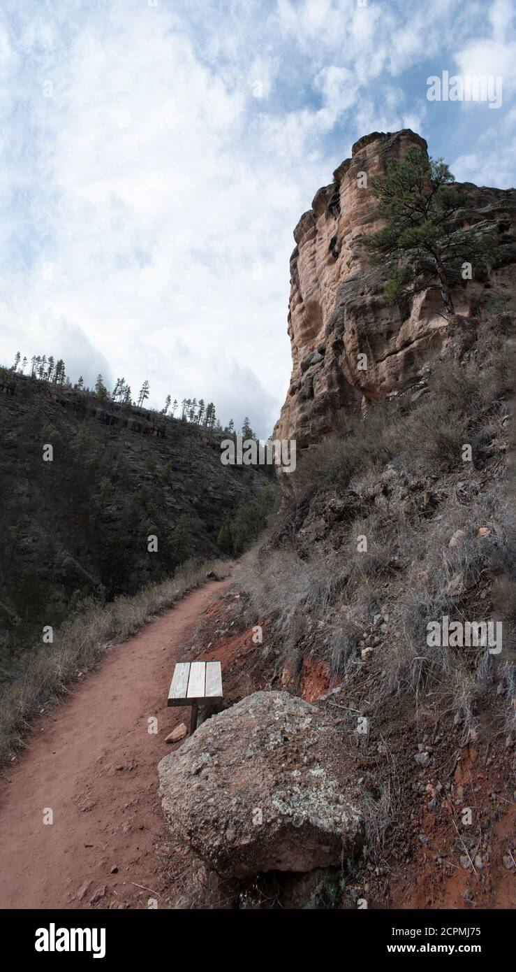 Rugged terrain on Path up to the Gila Cliff Dwellings National Monument Stock Photo